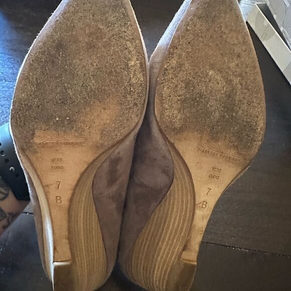 Belle by Sigerson Morrison Taupe color Print Wedge Heels Size 7 BM Waverly - Picture 4 of 9